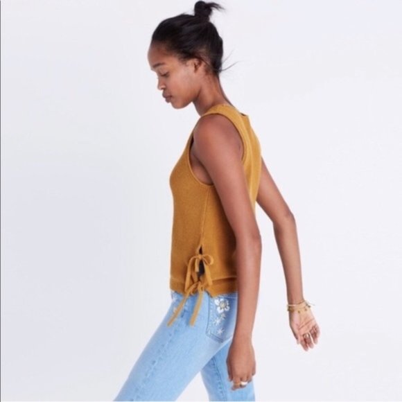 Madewell knit/sweater tank top in mustard yellow - Picture 2 of 5